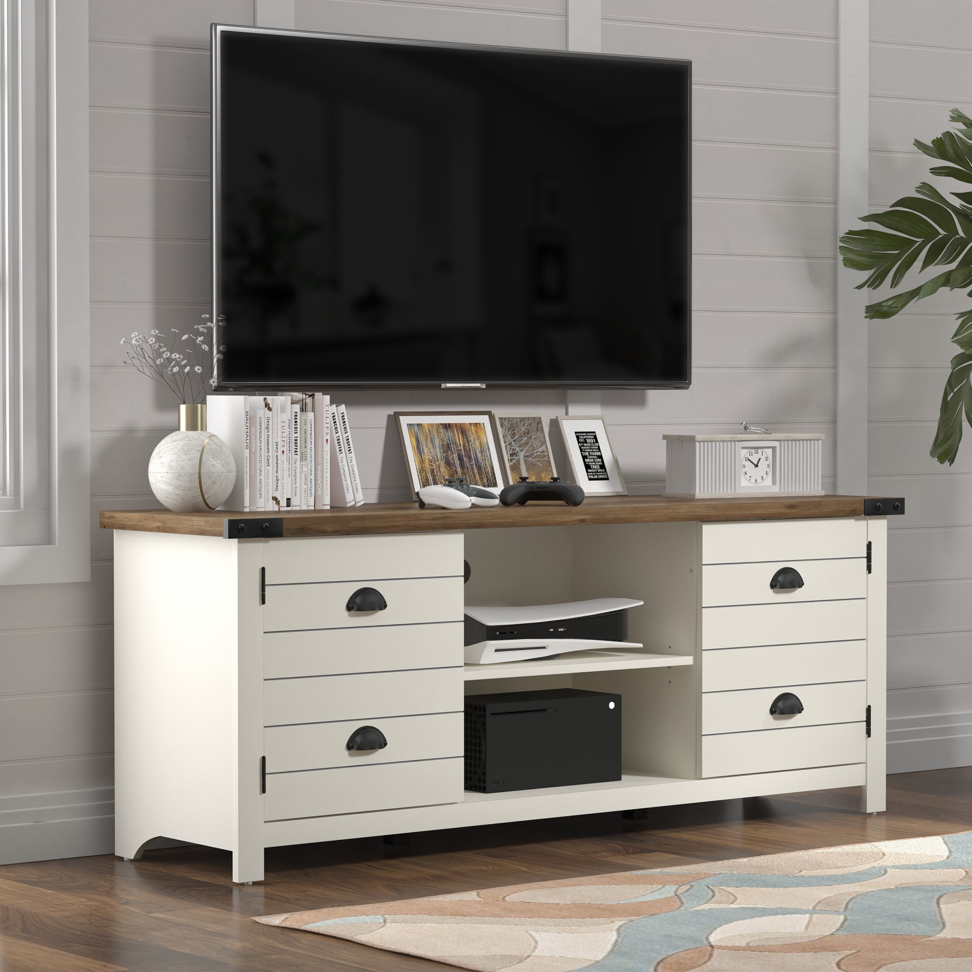 Tv Redy Stands Hillsdale Prestwick 60 inch Wood TV Stand with 2 Doors & Shelves for Tv ...