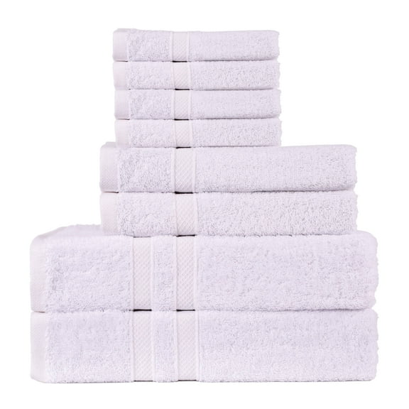 Living Fashions 8 Pack Towel Set - 2 Bathroom Towels, 2 Hand Towels, 4 Wash Cloths Bathroom Set
