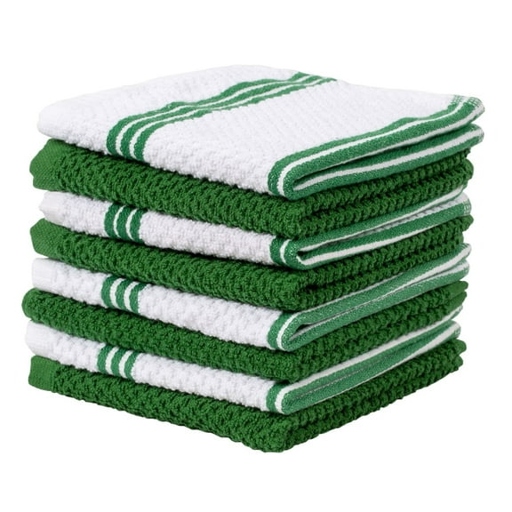 Living Fashions 8 Pack Cotton Terry Kitchen Dishcloth - 12" x 12"