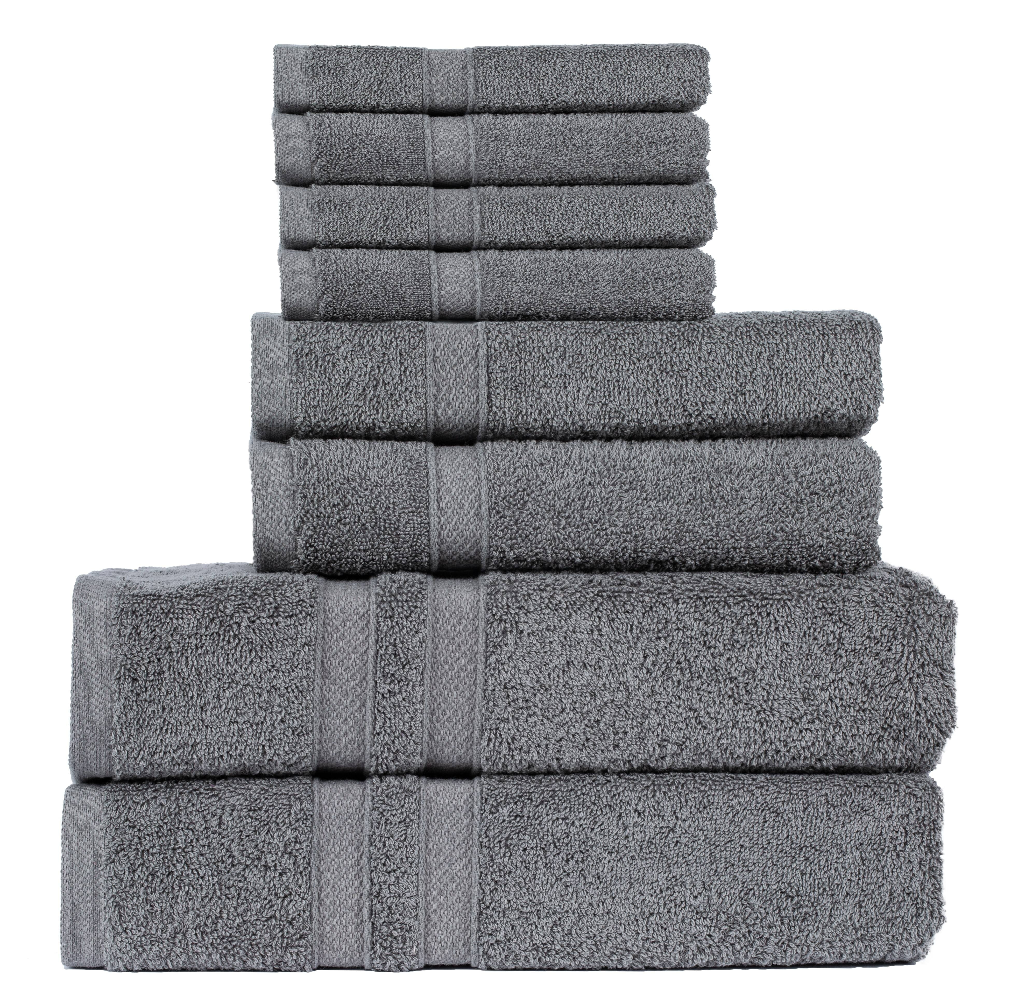Living Fashions 8 Pack Towel Set - 2 Bathroom Towels, 2 Hand Towels, 4 Wash Cloths Bathroom Set