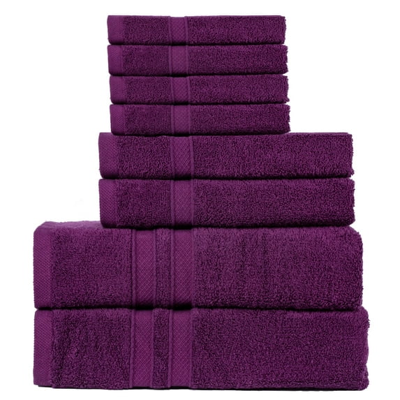 Living Fashions 8 Pack Towel Set - 2 Bathroom Towels, 2 Hand Towels, 4 Wash Cloths Bathroom Set - Plush & Absorbent 100% Ring Spun Cotton Bath Sets