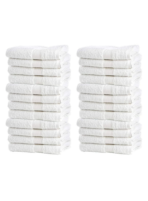 Living Fashions Bulk Spa White Wash Cloths 24 Pk - 12” x 12” – Thick Loop Pile Face Towels