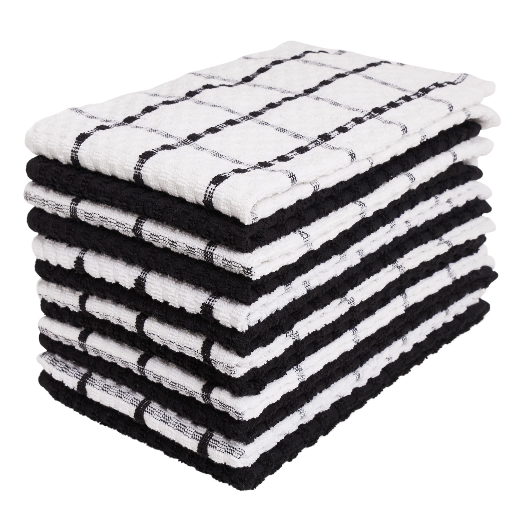 Talvania Bar Mop Towels 16”x19”, White Kitchen Bar Towel 12 Pack, 100% Cotton Ribbed Cleaning Cloths Rags, Super Absorbent Terry