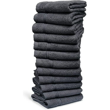 Living Fashions Washcloths 12 Pack – Size 12” x 12” – Soft & Absorbent Wash clothes (Grey)
