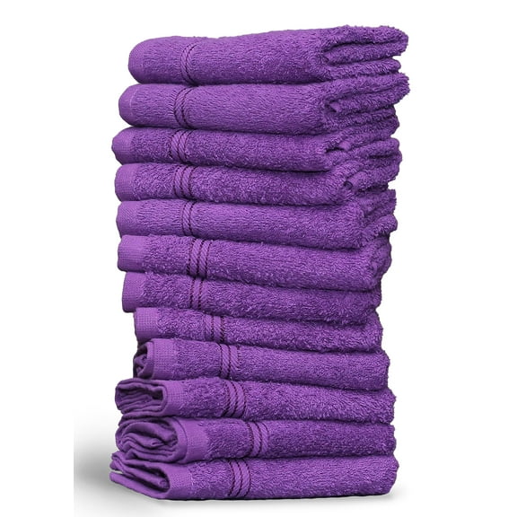 Living Fashions Washcloths 12 Pack – Size 12” x 12” – Soft & Absorbent Wash clothes (Purple)