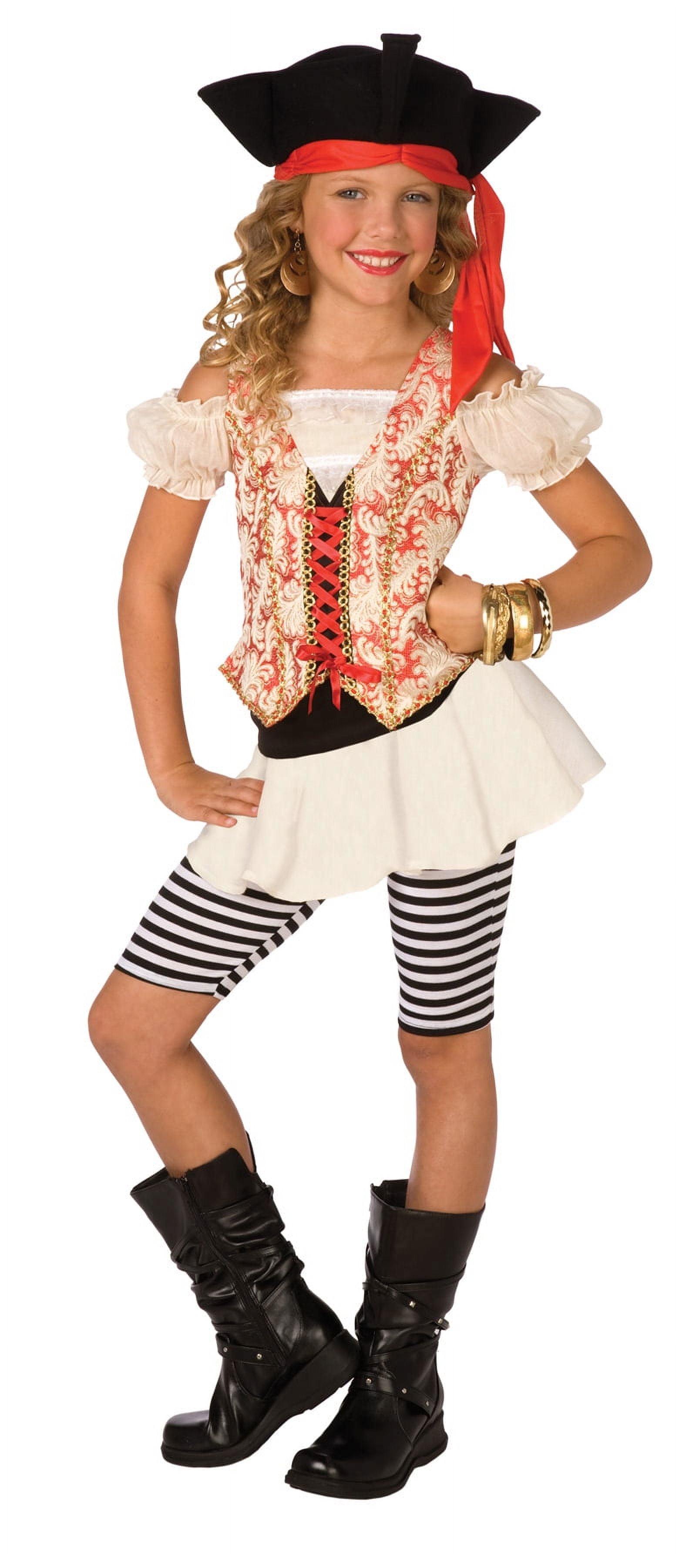 Living Fiction Deluxe Swashbuckler Pirate Child 3pc Halloween Girl Costume, Small 4-6