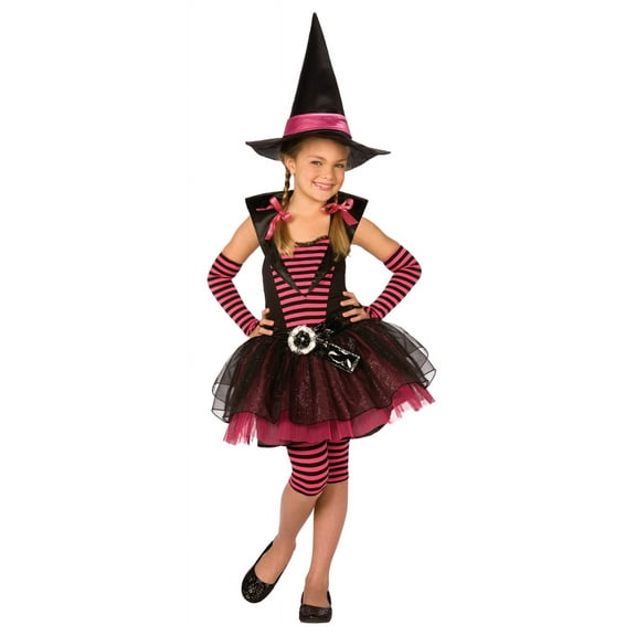 Living Fiction Stripey Witch Girl's Halloween Fancy-Dress Costume for Child, S