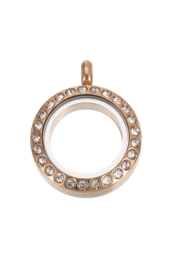 Living Floating Memory Locket, 13.7mm Stainless Steel Round Locket, Rose Gold