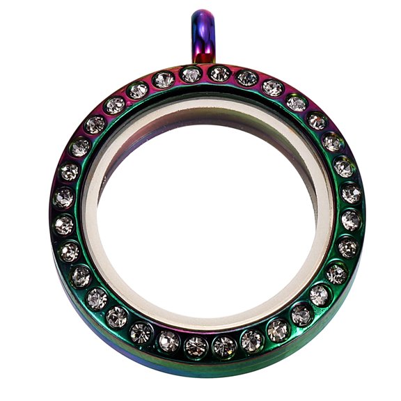 Living Floating Memory Locket, 17.5mm Stainless Steel Round Locket, Colorful