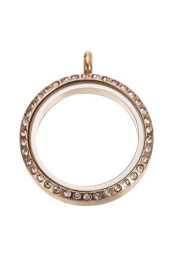 Living Floating Memory Locket, 22mm Stainless Steel Round Locket, Rose Gold