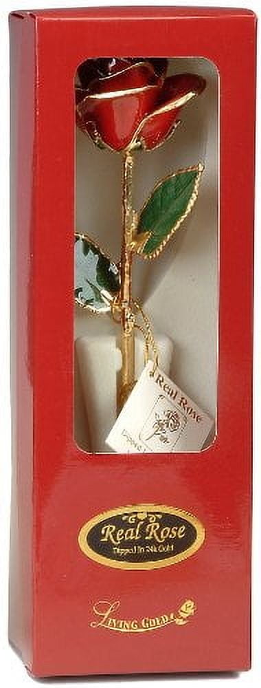 Living Gold Red 24k Gold Rose Real Rose Dipped in Gold, 12", 1 pc