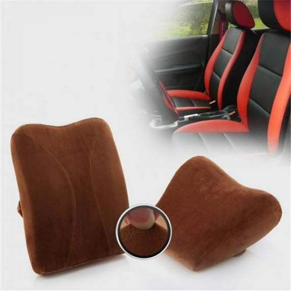 Living Healthy Products Back-GiGi-01 Memory Foam Car Lumbar Pillow & Support Headrest - Brown
