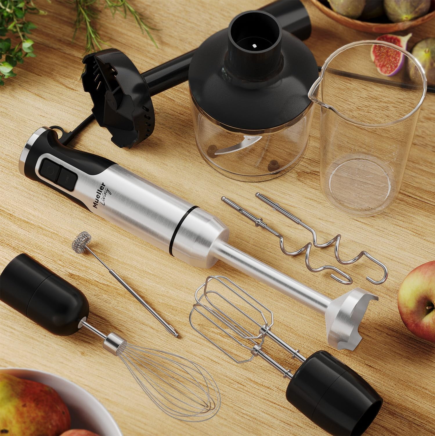 Living Immersion Hand Blender Full Set - 8 Speed with 7 Attachments for Smoothies, Soups, and Dough