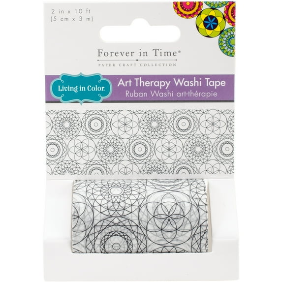 Living In Color Art Therapy Washi Tape 2"X10'-Circular Abstract