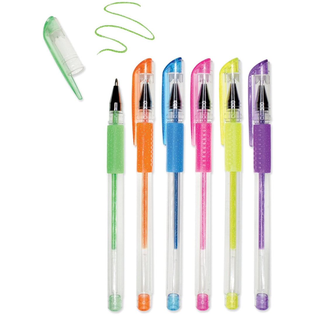 Colorful Pen Set Living In Color Color-Flow Glitter Gel Pen Set 6/Pkg-Neons - Walmart.com