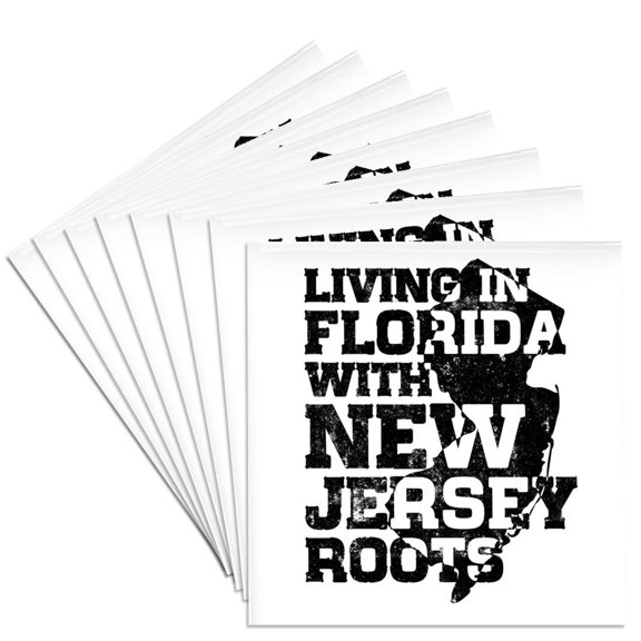3drose, Living in Florida with New Jersey Roots, Set of 8 Ceramic Tile Coasters