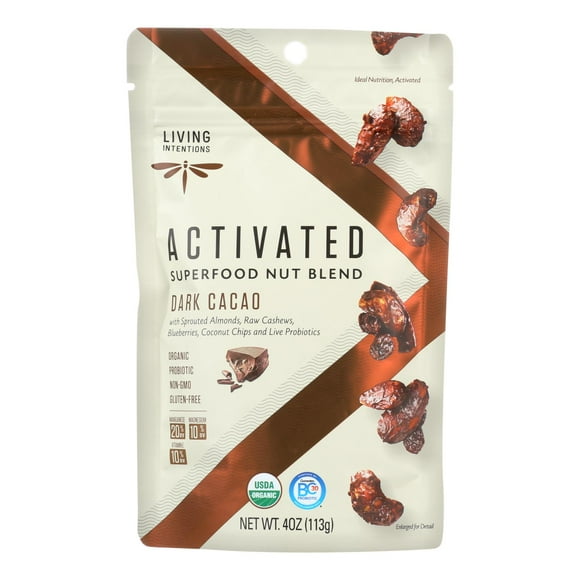 Living Intentions Nut Blend - Sprouted - Dark Cacao - Case of 6 - 4 oz
