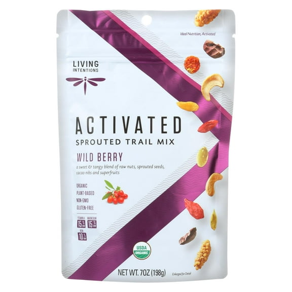 Living Intentions Organic Sprouted Trail Mix - Wild Berry - Case of 6 - 7 oz.