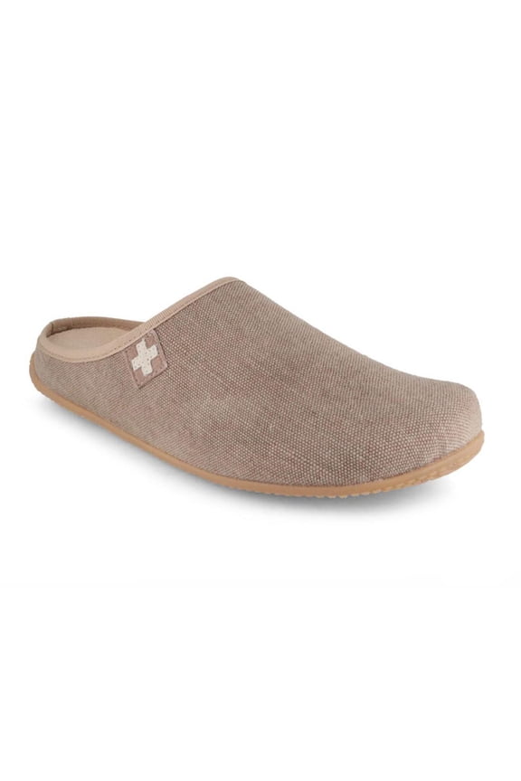 Men Women Cotton Slippers 'Swiss Cross', sand