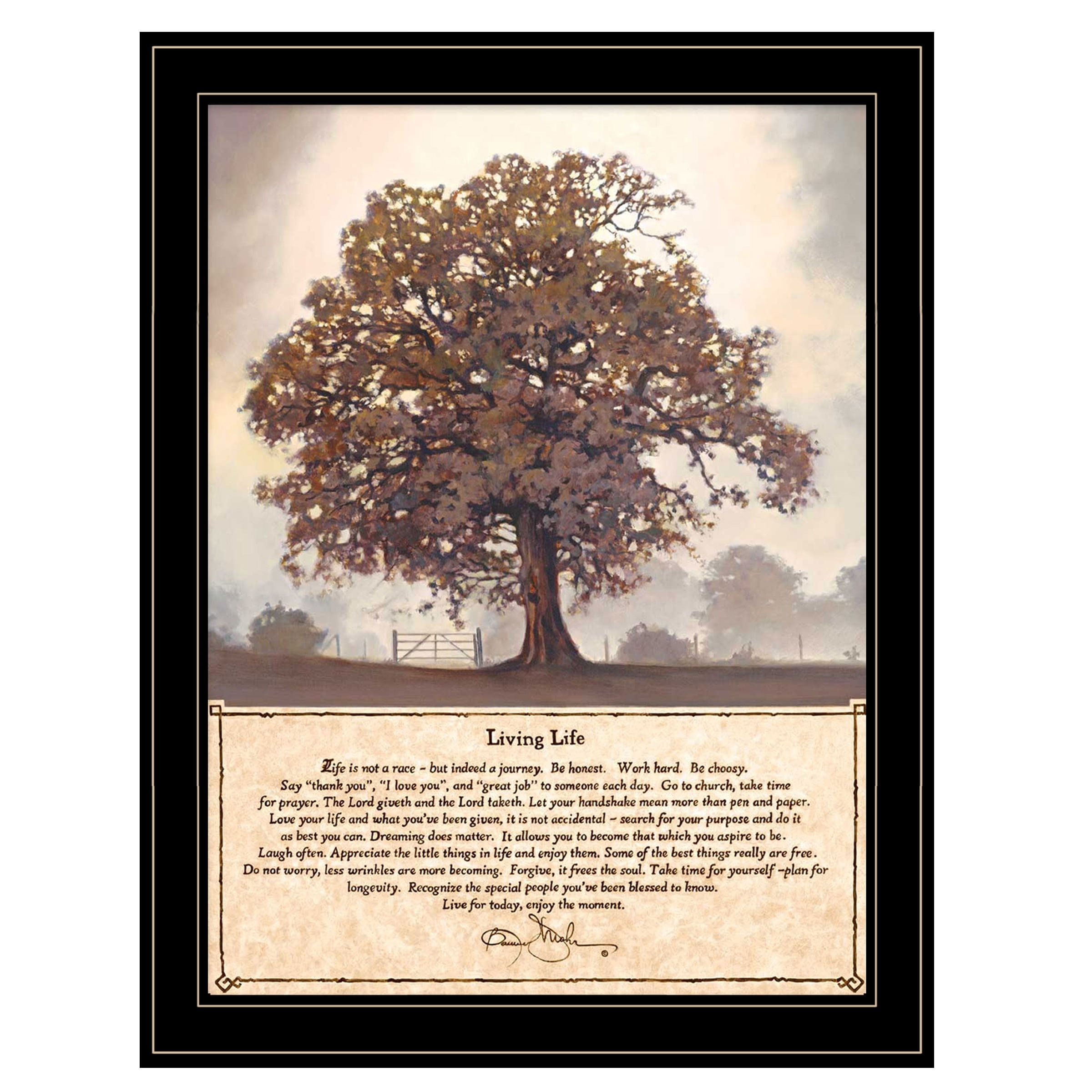 Living Life Motivational Quote Black Framed Canvas Print