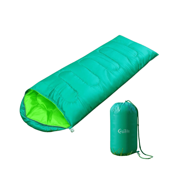 Living+ Lightweight Camping Sleeping Bag for Adults & Teens, Water-Repellent, Compact Backpacking Sleeping Bag, Green, 71” x 30”