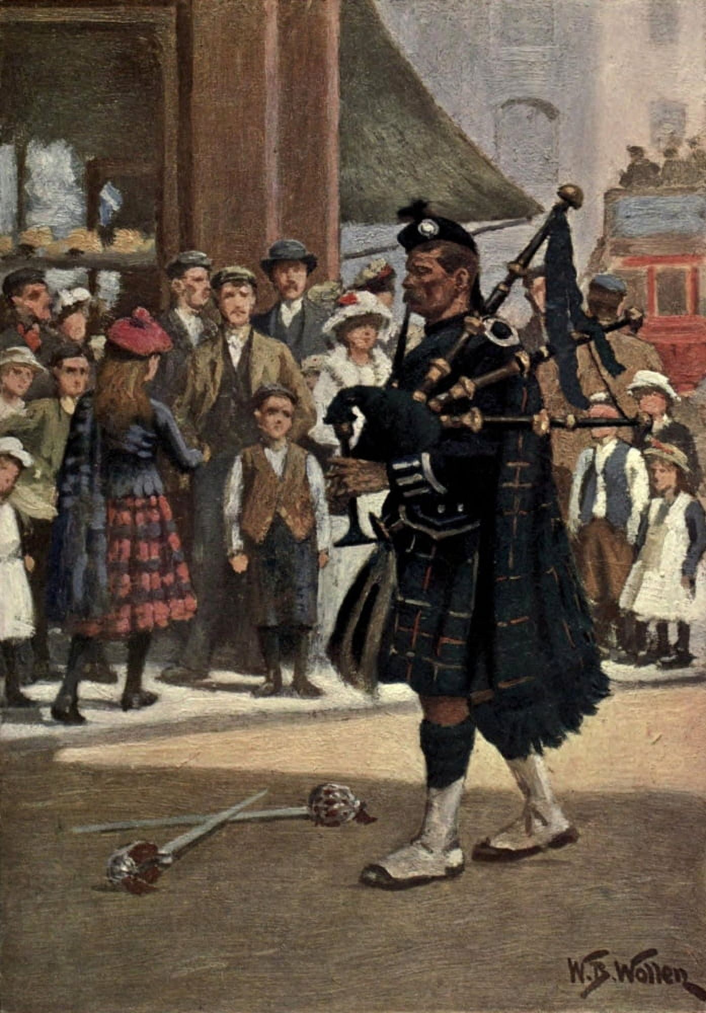 Living London 1902 Bag-piper Canvas Art - William Barnes Wollen (18 x 24)