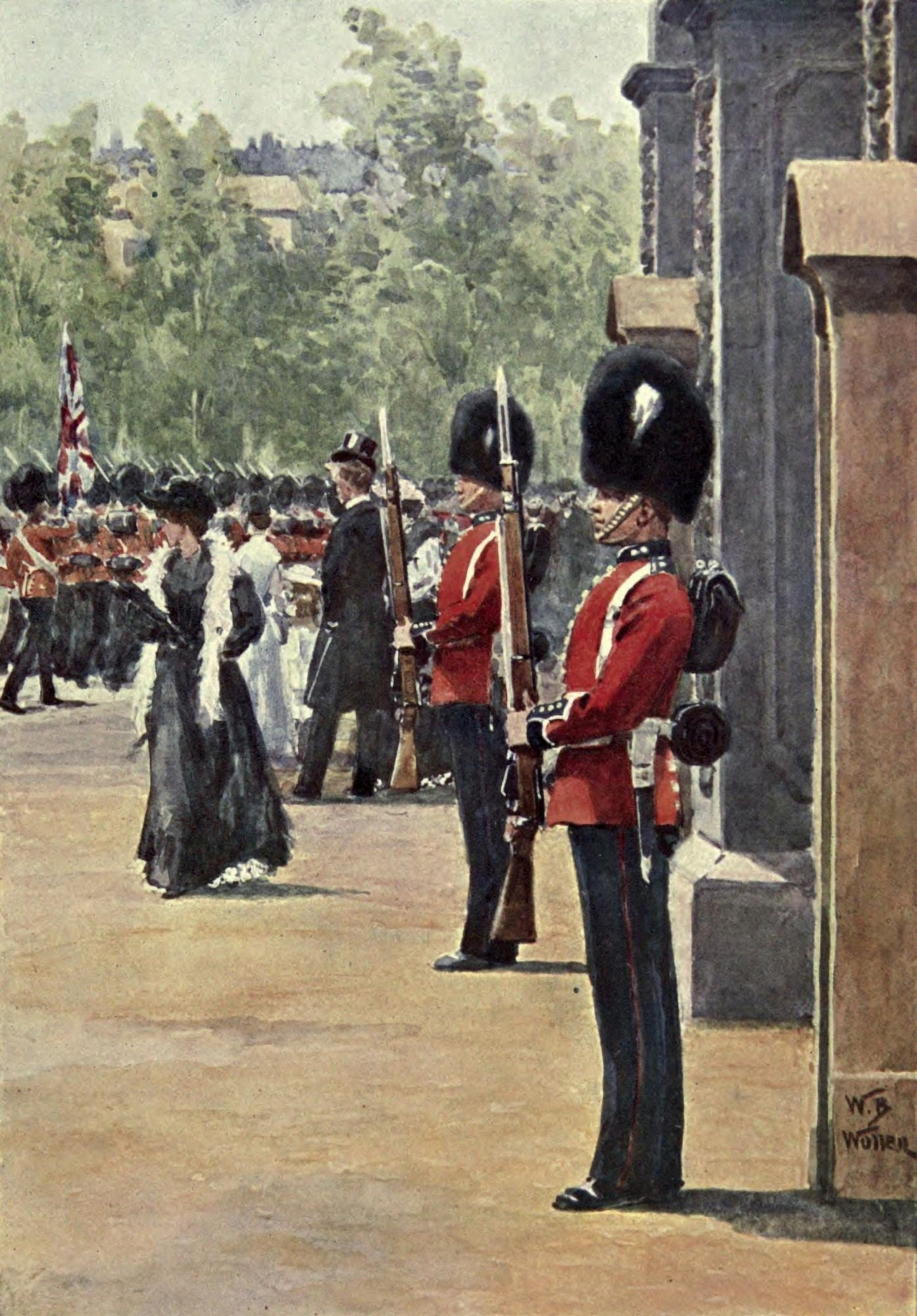 Living London 1902 Buckingham Palace Guard Canvas Art - William Barnes Wollen (24 x 36)