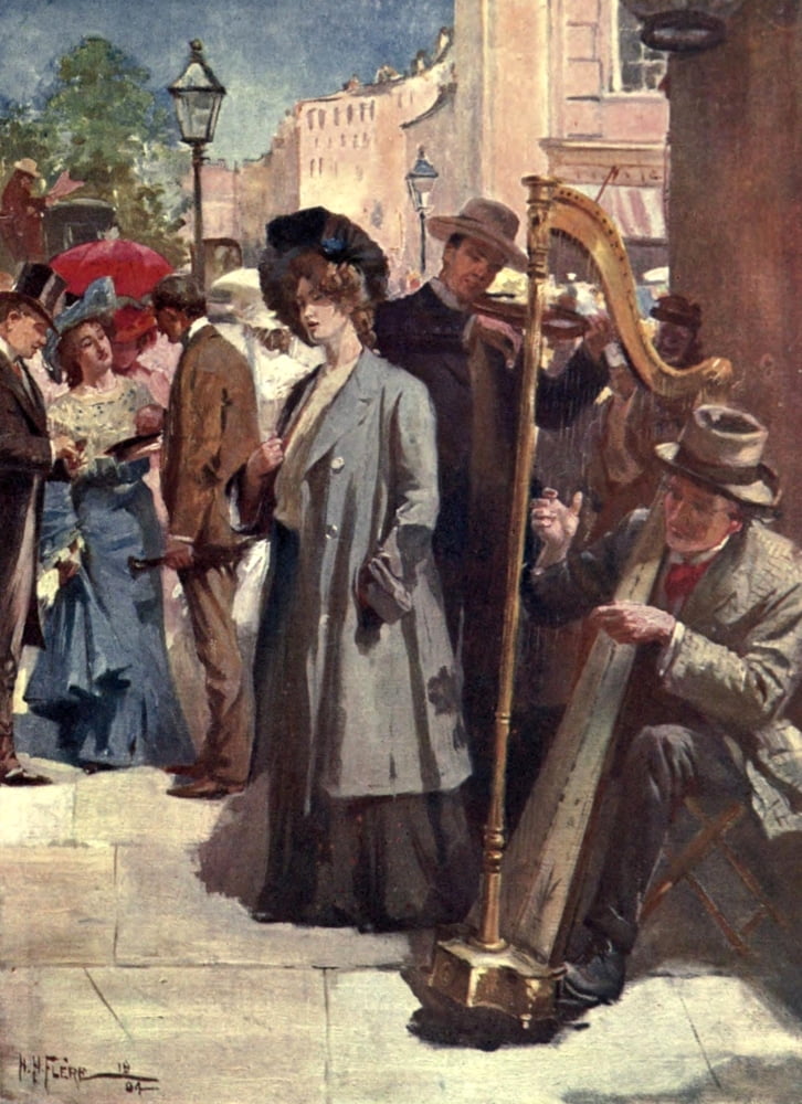 Living London 1902 Itinerant Musicians Canvas Art - Herbert H Fl???re (18 x 24)