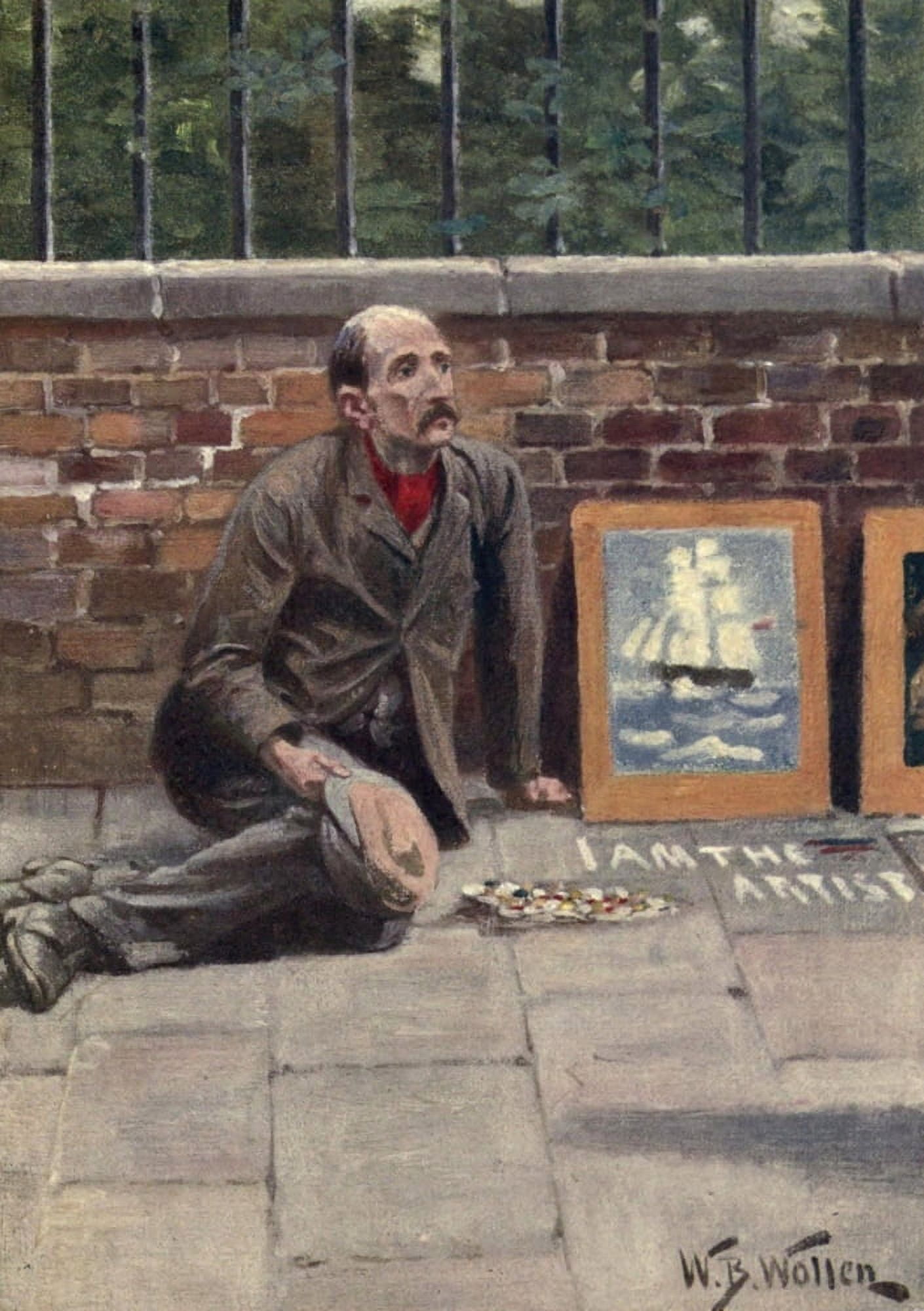 Living London 1902 Pavement artist Canvas Art - William Barnes Wollen (18 x 24)