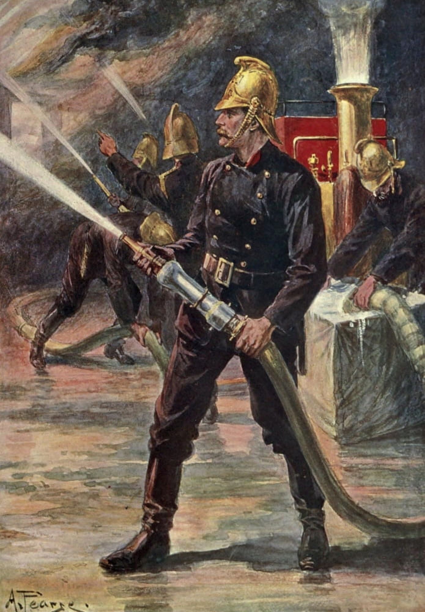 Living London 1902 The Fireman Canvas Art - Alfred Pearse (18 x 24)