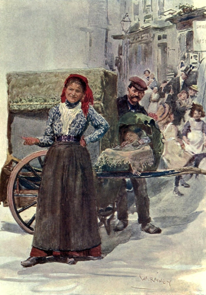 Living London 1902 The Organ-grinder Canvas Art - William Rainey (18 x 24)