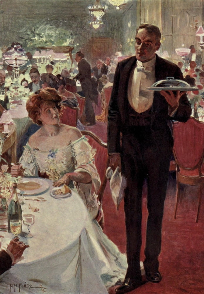Living London 1902 The Waiter Canvas Art - Herbert H FlÔø?re (24 x 36)