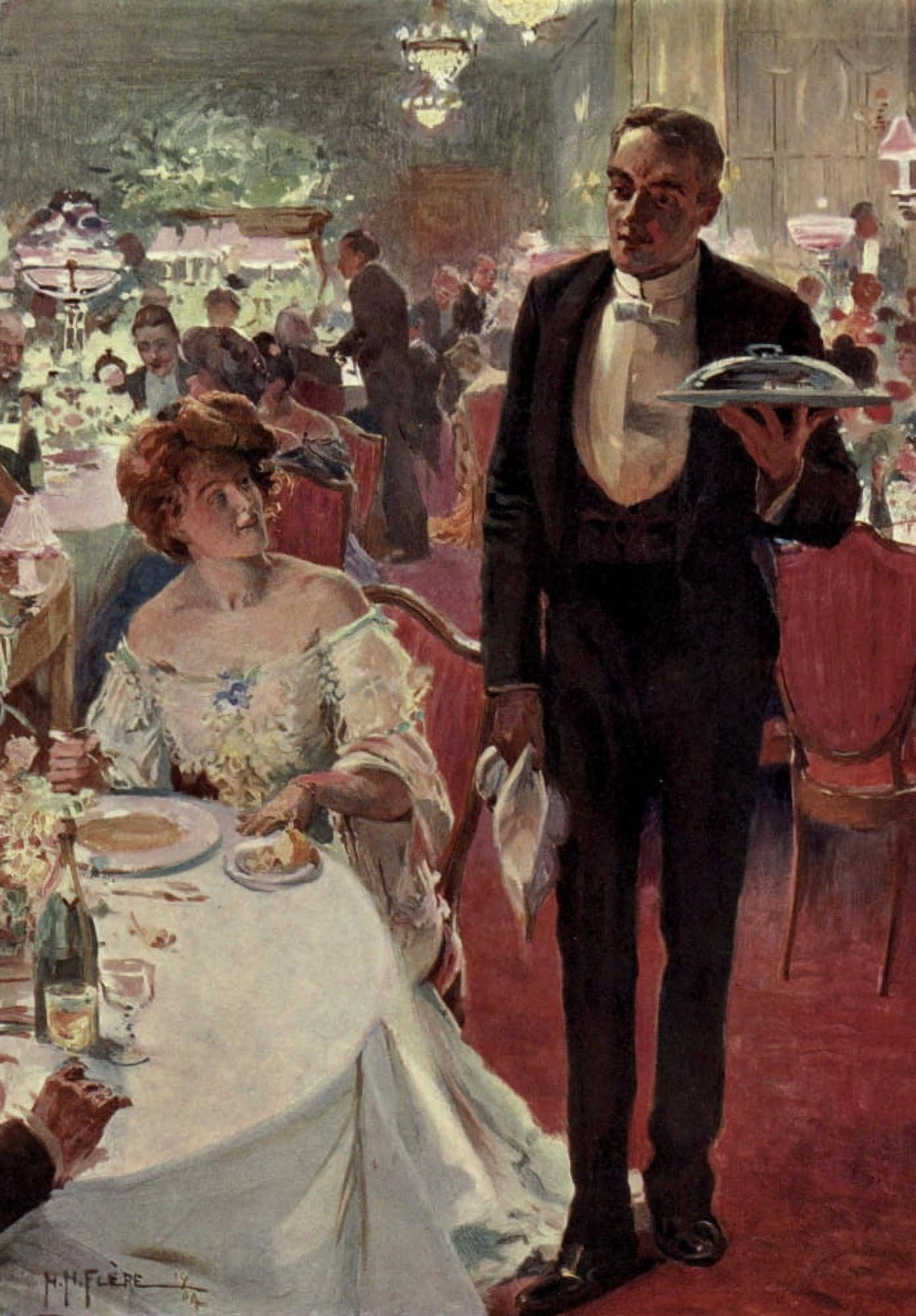 Living London 1902 The Waiter Canvas Art - Herbert H Fl???re (18 x 24)