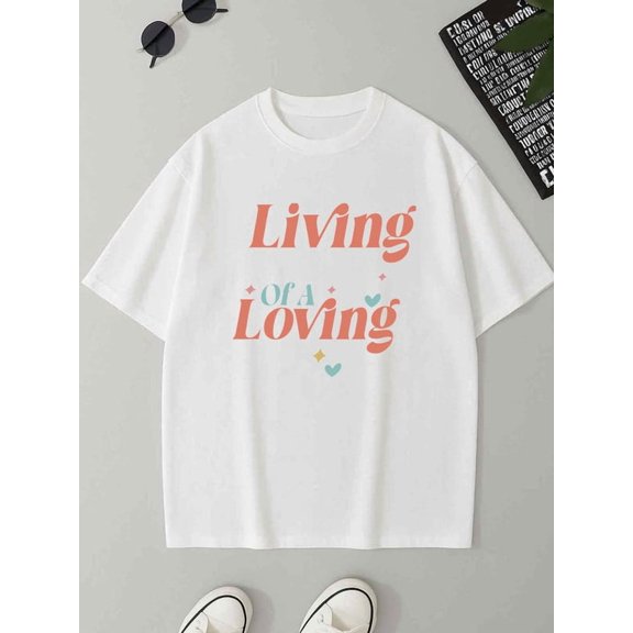 Living Loving Tee for men 180G 100% Cotton white Trendy Unisex Shirt Graphic tshirts Casual Unisex Shirt Graphic Tee tshirts Classic Unisex Shirt Graphic tshirts Vintage Unisex Shirt Graphic tshirts
