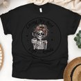 thumbnail image 1 of Living My Best Life Kinda Funny Skeleton Coffee T-Shirt Unisex Tee, Black, Size 2XL, 1 of 6