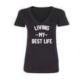 thumbnail image 1 of Living My Best Life Womens V-Neck T-Shirt, 1 of 2