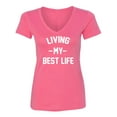 thumbnail image 1 of Living My Best Life Womens V-Neck T-Shirt, 1 of 2