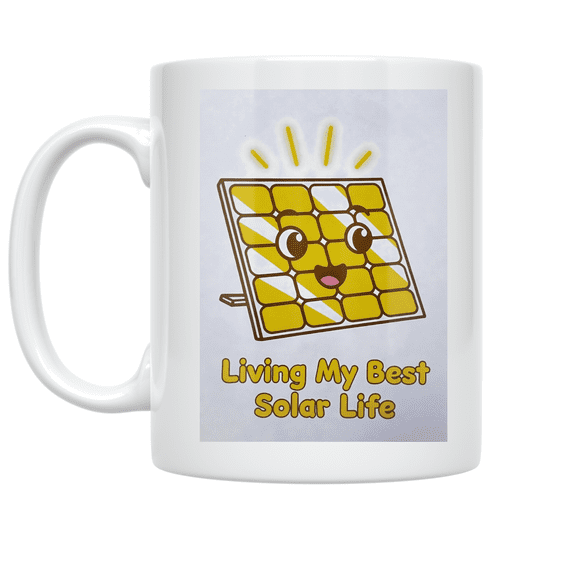 Living My Best Solar Life - Renewable Energy Enthusiast - 11 oz Ceramic Coffee Mug