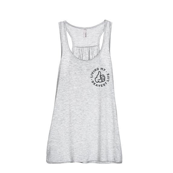 Living My Okayest Life Women's Fashion Sleeveless Flowy Racerback Workout Yoga Tank Top Sport Grey Medium