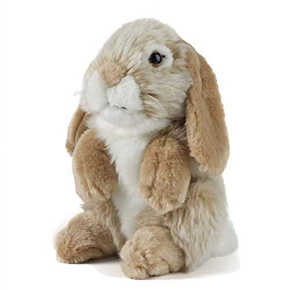 Living Nature Brown and White Plush Sitting Lop Eared Rabbit Toy