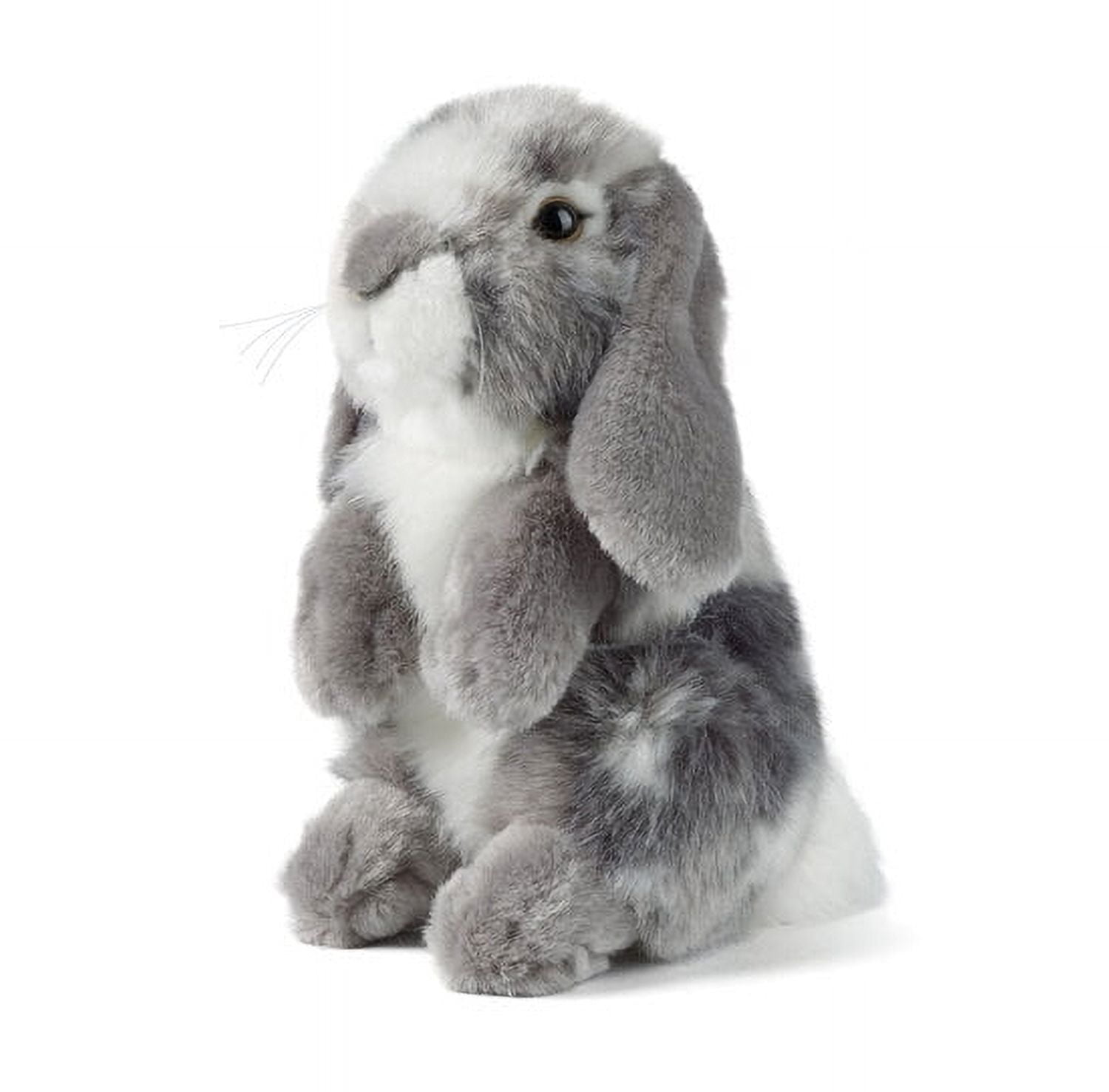 Soft Grey and White Plush Lop Eared Rabbit Toy