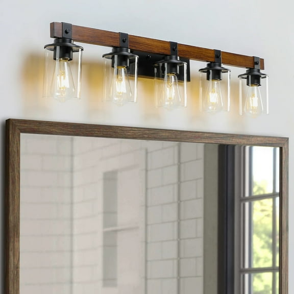 Living Pavilion 5-Lights Farmhouse Vanity Lights Fixture Rustic Bathroom Light Fixture Bathroom Sconce