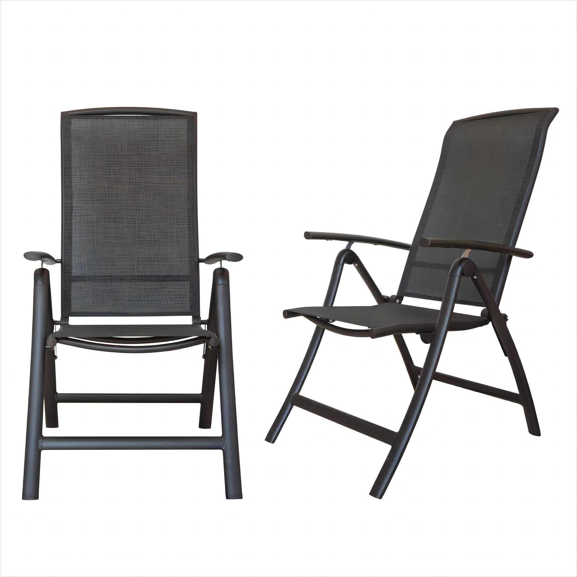 Living Pavilion Folding Patio Chairs Set of 2, Aluminium Frame