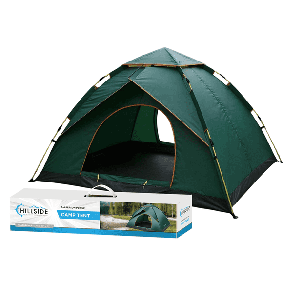 Living+ Pop-Up Camping Tent for 3-4 People – Instant Setup in 3 Seconds – Lightweight Outdoor Tent with Fiberglass Poles, Carry Bag & Stakes – 79x79x53 IN