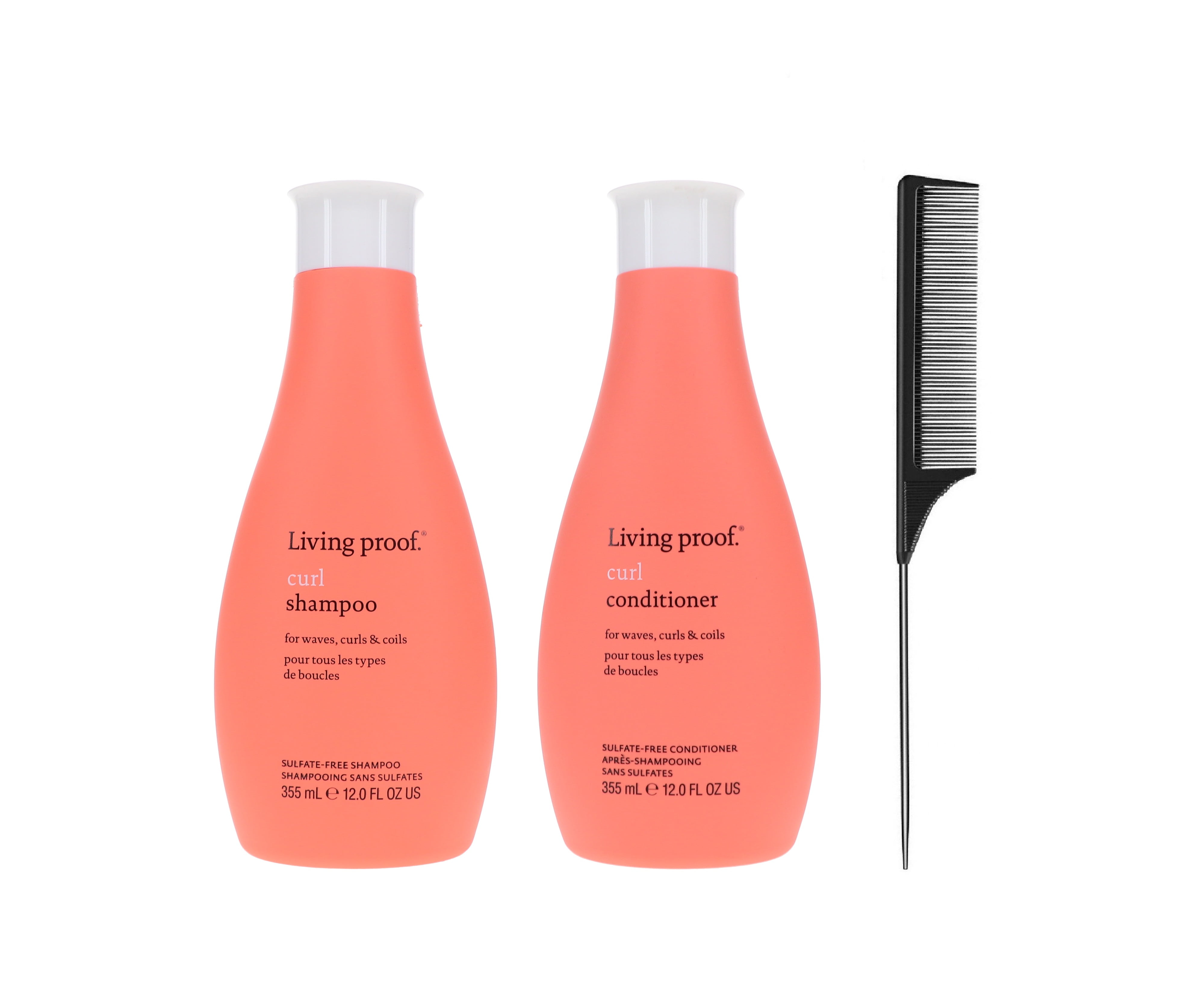 Living Proof Curl Shampoo & Conditioner Set, 12.0 Fl Oz (with Free Tail Combs)