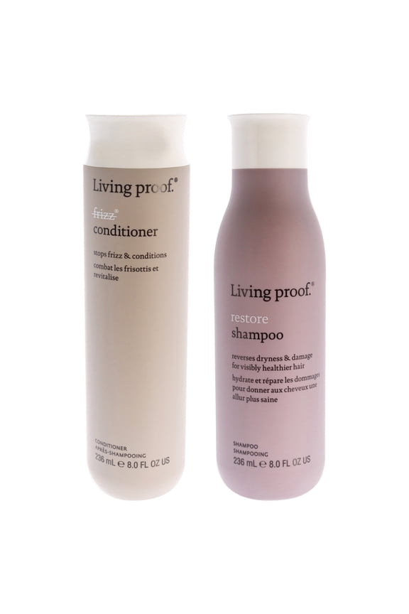 No Frizz Conditioner and Restore Shampoo - Dry or Damaged Hair 2 Pc Kit - 8oz Conditioner, 8oz Shampoo