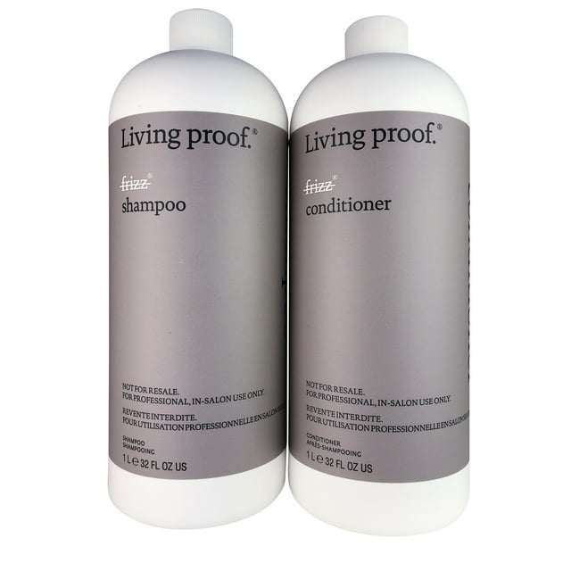 Living Proof No Frizz Shampoo & Conditioner Liter/Each for Smooth Hair