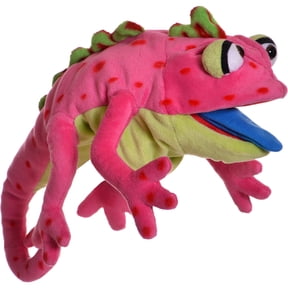 Living Puppets: Cammy The Pink Chameleon - 16" Plush Hand Puppet, Handmade, Moving Mouth, Soft Animal Companion Character, Play & Develop Toy, Kids 3+