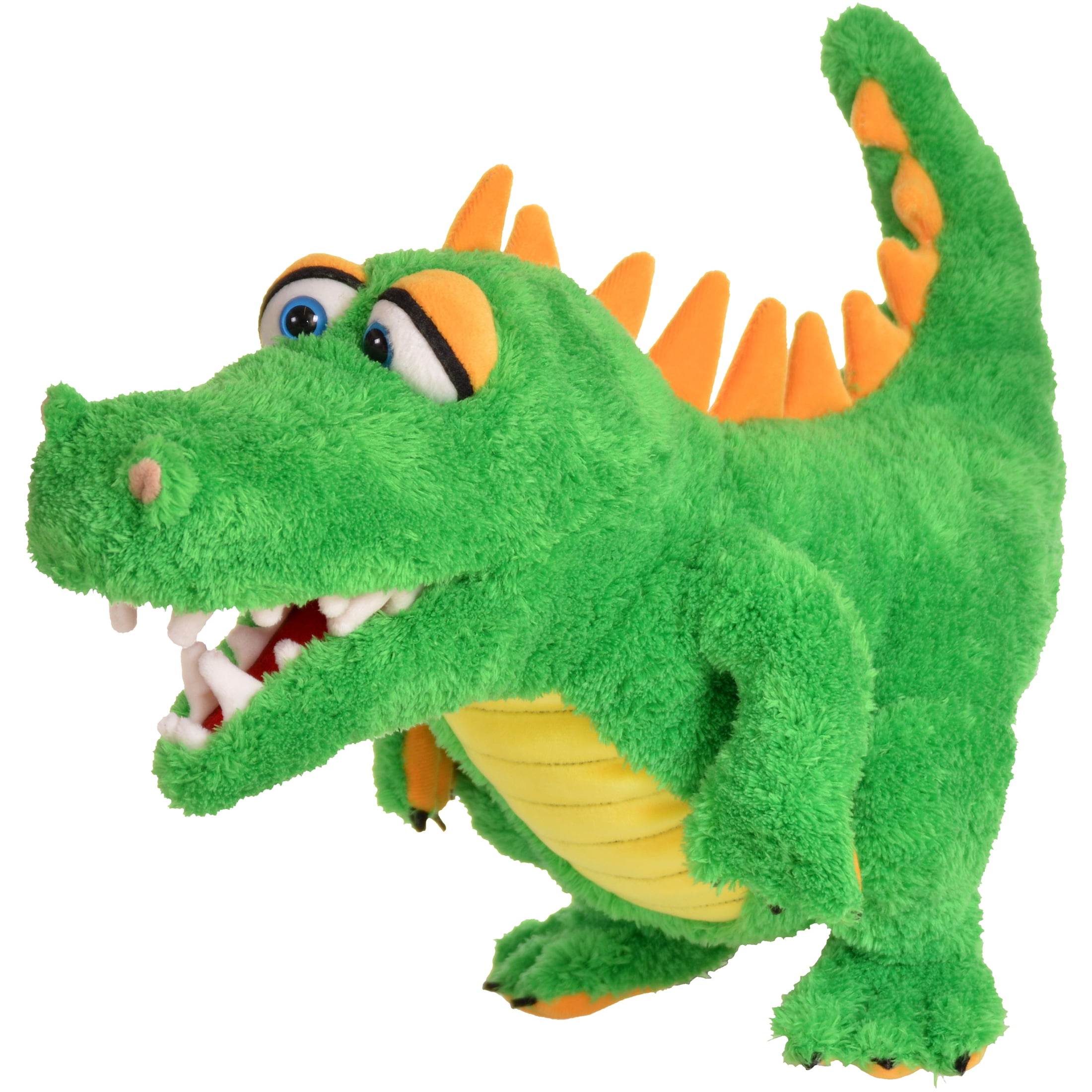 17-Inch Plush Green and Orange Alligator Hand Puppet