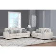 thumbnail image 1 of Living Room 2-Piece Sofa Set with Pillows, Fabric Upholstered Sofa and Loveseat, Square Armrest, Beige, 1 of 6